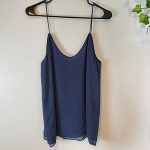 Zara Women Blue Slip Deep Plunge Summer Top Size L